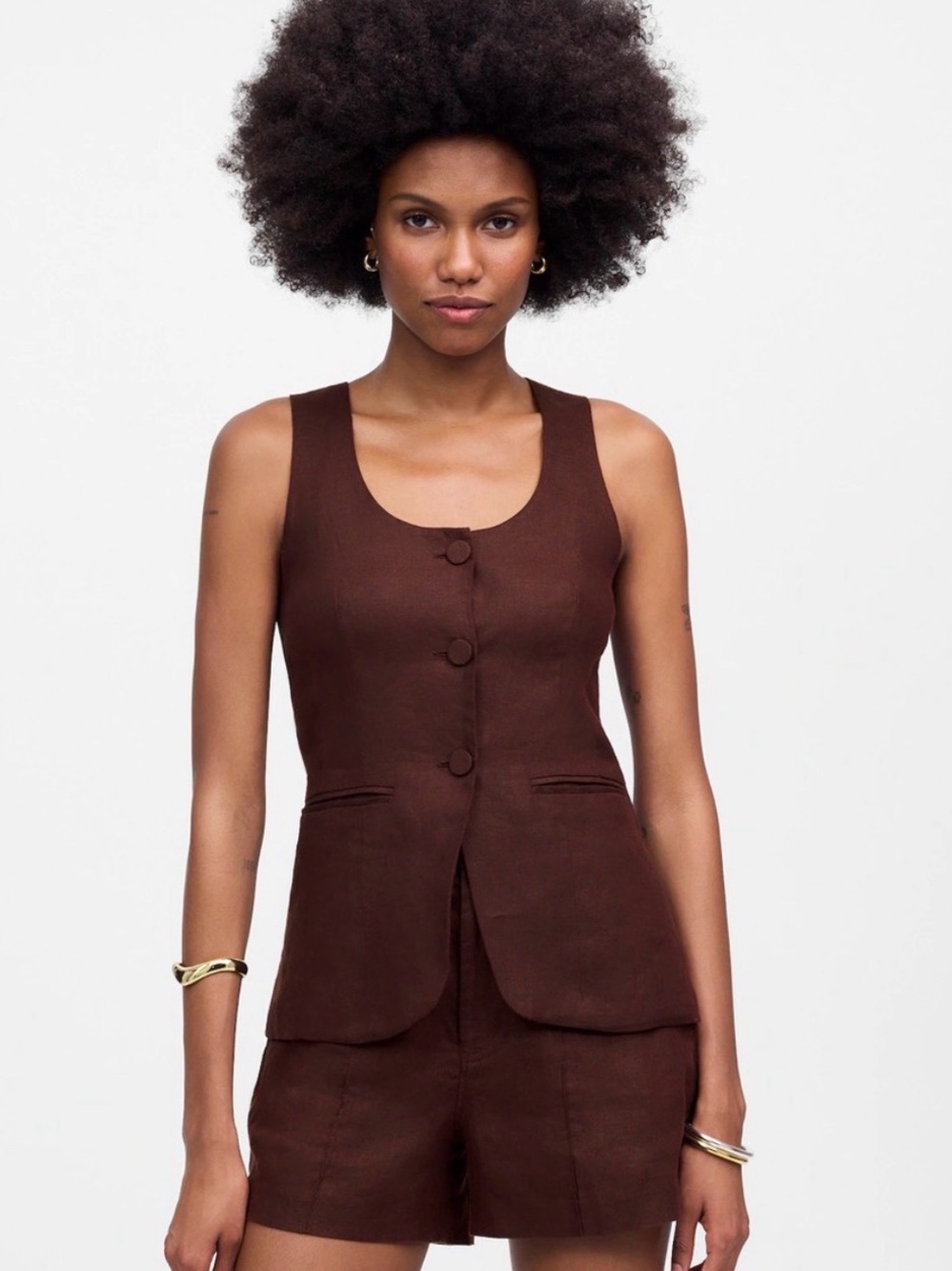 Madewell Brown Linen Vest